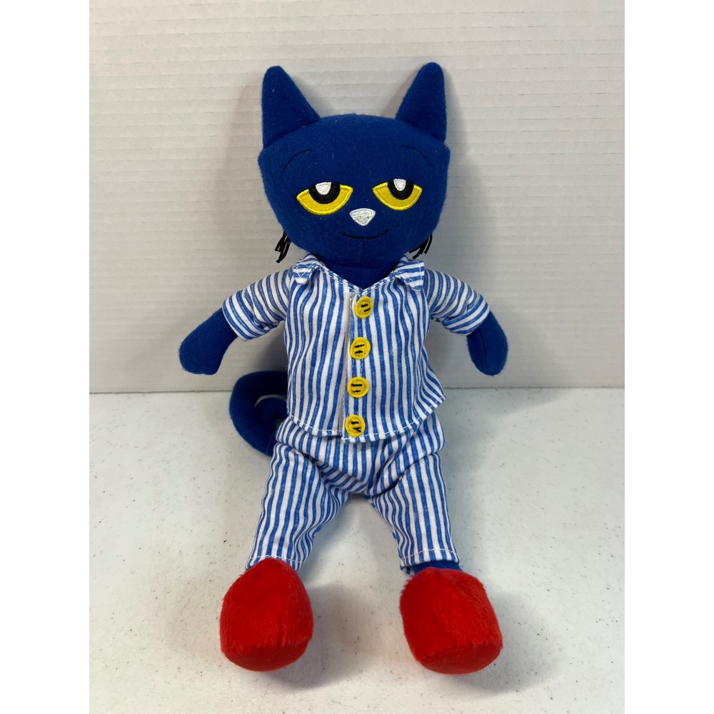 MerryMakers Pete the Cat Plush Stuffed Animal Blue Striped Pajamas 12 Inch 3586